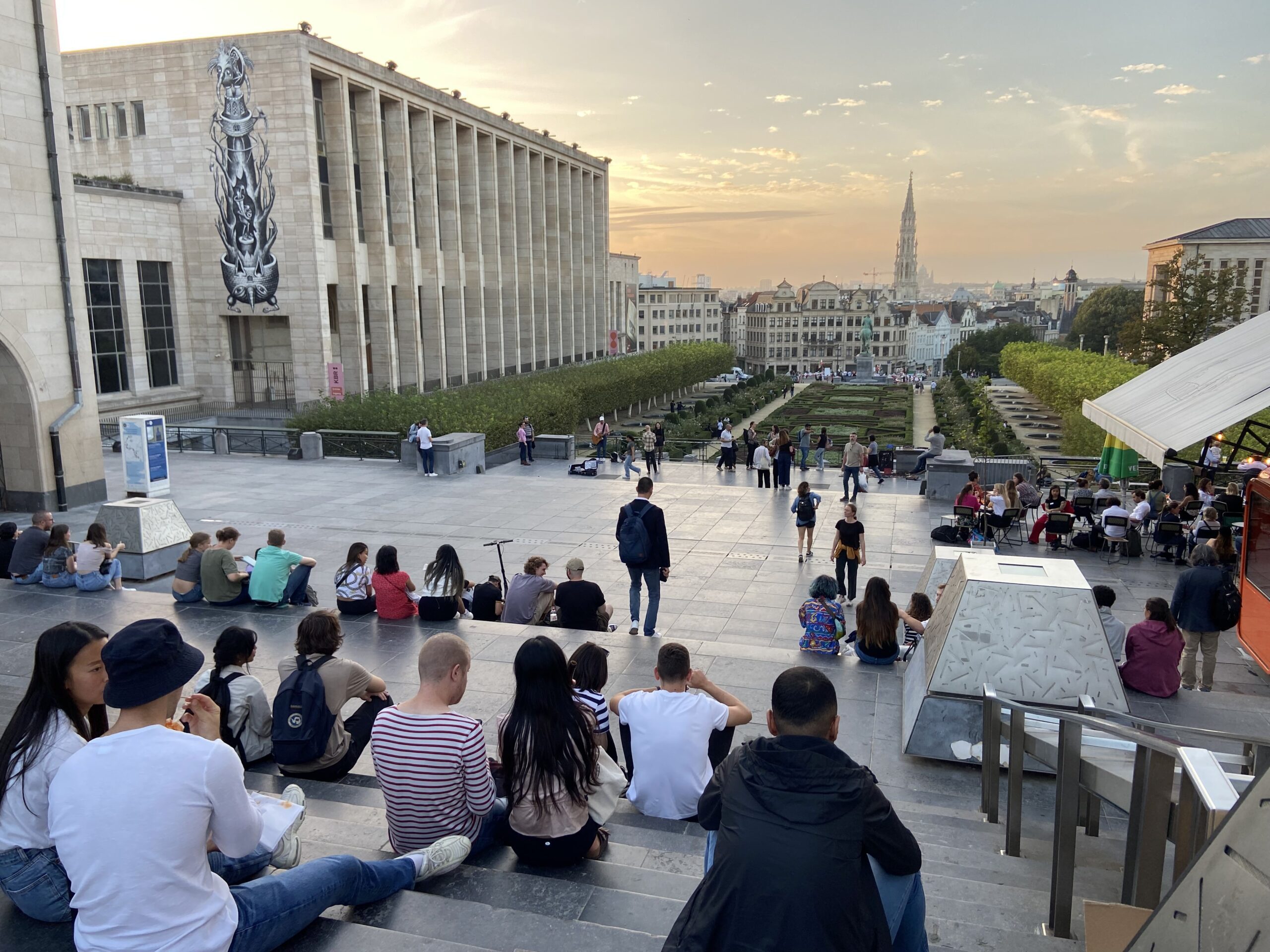 Mont des Arts Garden for sunset in Brussels